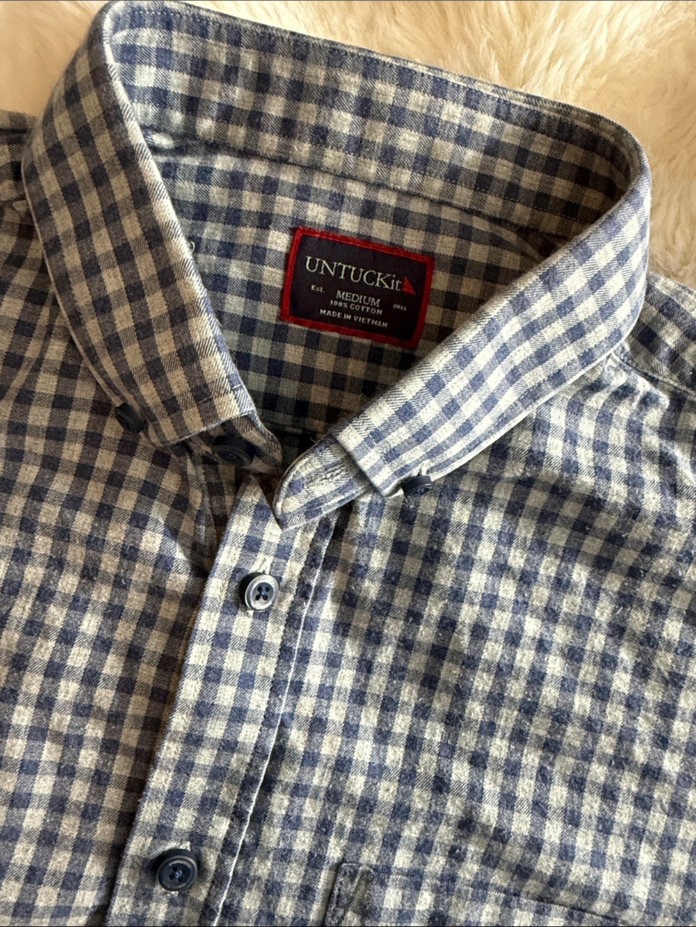 UNTUCKit Blue Gingham Check Button-Down Shirt Medium
